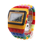 Multi-Color Block Brick Style Automatic Wrist Watch with Night Light