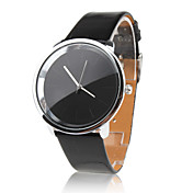 Women's Fashionable Simple Dial Black PU Band Quartz Analog Wrist Watch