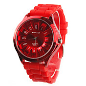 Women's Chrysanthemum Style Dial Silicone Band Quartz Analog Wrist Watch (Red)