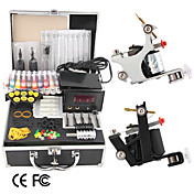 2 Guns Tattoo Kit with LCD Power and 20 Color Ink