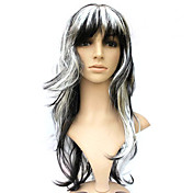 Capless Synthetic Black Mixed White Curly Costume Party Wig