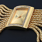 Women's Gold Diamond Case Alloy Band Bracelet Watch