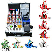 8 Guns Tattoo Kit with LCD Power and 40 Ink + Free Temporary Tattoo 2 Pcs