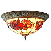 Tiffany Style Flush Mount with 2 Lights - Antique Inspired