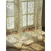 (One Pair) Print Beige Casual Sheer Curtain 