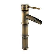 Antique Brass Finish Bathroom Sink Faucet - Bamboo Shape Design