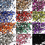 1200 Nail Art Rhinestone Glitter Tip Mix Gem Wheel