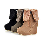 Leatherette Upper Wedge Heel Ankle Boots With Chain Evening Shoes More Colors
