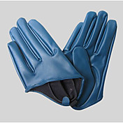 Faux Leather Fingertips Wrist Length Party Gloves