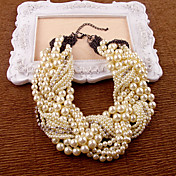 White Imitation Pearl Rhinestone Necklaces