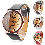 Unisex Big Numbers Dial PU Band Quartz Analog Wrist Watch (Assorted Colors)