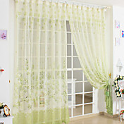 Country Green Print Sheer Curtains (Two Panels)