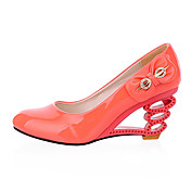 Patent Leather Cutout Wedge Heel Pumps (More Colors)