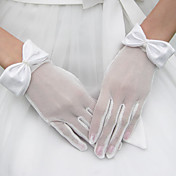 Tulle Wrist Length Bridal Gloves With Bow