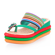 Canvas Platform Flip Flops With Flowers (More Colors)