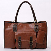 Fashionable Ladies' PU Handbag With Zipper Pocket And Buckled Bag