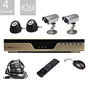 Ultra Low Price 4 Chanel H.264 CCTV DVR Kit with  4 Night Vision CMOS Cameras