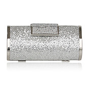 Silver Satin With Crystal/Rhinestone Evening Bag/Clutch