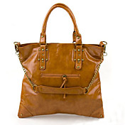 Trendy Woman's High Quality Brown Handbag With Brass Button