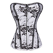 Satin Lace-Up Corest With Embroidery