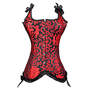 Satin Front Busk Closure Corset With Ruffles