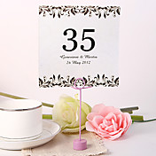 Personalized Square Table Number Card - Artistic Leaf (Set fo 10)