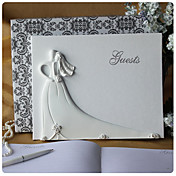 Bride and Groom Design Wedding Guest Book in White Resin