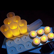 12 pc Warm Yellow  LED Rechargeable Flameless Tea Light Candles