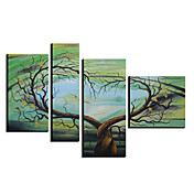 Hand-painted Abstract Oil Painting with Stretched Frame - Set of 4