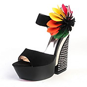 Leatherette Wedge Heel Sandals Party / Evening Shoes With Flower