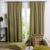 Green Solid Polyester Energy Saving Curtains (Two Panels)