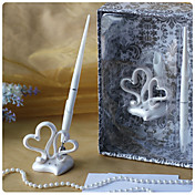 Double Hearts Wedding Pen Set In Resin