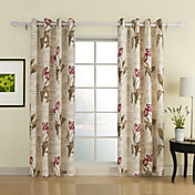 Flower Letter Print Window Curtain (Two Panels)