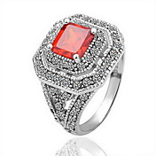 Gorgeous 18K Gold Plated Square Red Crystal Fashion Ring