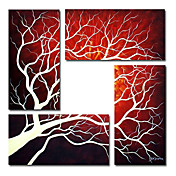 Hand-painted Abstract Oil Painting with Stretched Frame - Set of 4