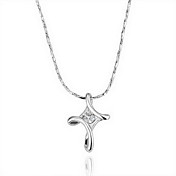 18K Gorgeous Fashion Rhinestone Alloy Distortion Cross Necklace (More Colors)
