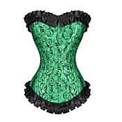 Polyester With Ruffles Strapless Front Busk Closure Corset Shapewear