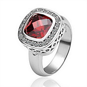 Gorgeous 18K Gold Plated Red Square Crystal Fashion Ring