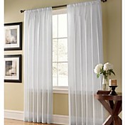 (Two Panels) Solid Contemporary White Sheer Curtain 