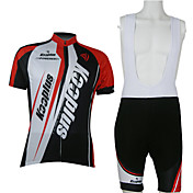 Kooplus-Men's BIB Short Sleeve Cycling Suits (Red and White)