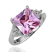 Gorgeous 18K Gold Plate Square Crystal Fashion Ring (More Colors)
