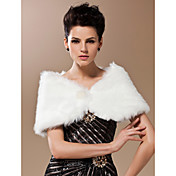 Faux Fur Special Occasion/Wedding Shawl In Ivory With Pearl Front Closure
