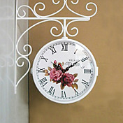 White Double Dial Wall Clock in Iron