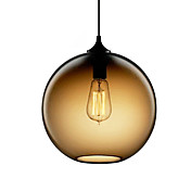 60W Modern Glass Pendant Light in Round Brown Bubble Design