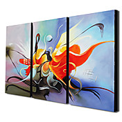 Hand-painted Abstract Oil Painting with Stretched Frame - Set of 3