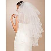 Six-tier Tulle Pencil Edge Fingertip Wedding Veil With Rhinestones (More Colors)