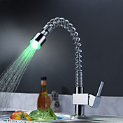 Sprinkle® by Lightinthebox - Brass Pull Down Kitchen Faucet with Color Changing LED Light - Spring