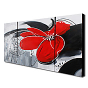 Hand-painted Abstract Oil Painting with Stretched Frame - Set of 3