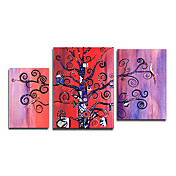 Hand-painted Abstract Oil Painting with Stretched Frame - Set of 3