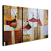 Hand-painted Abstract Oil Painting with Stretched Frame - Set of 3